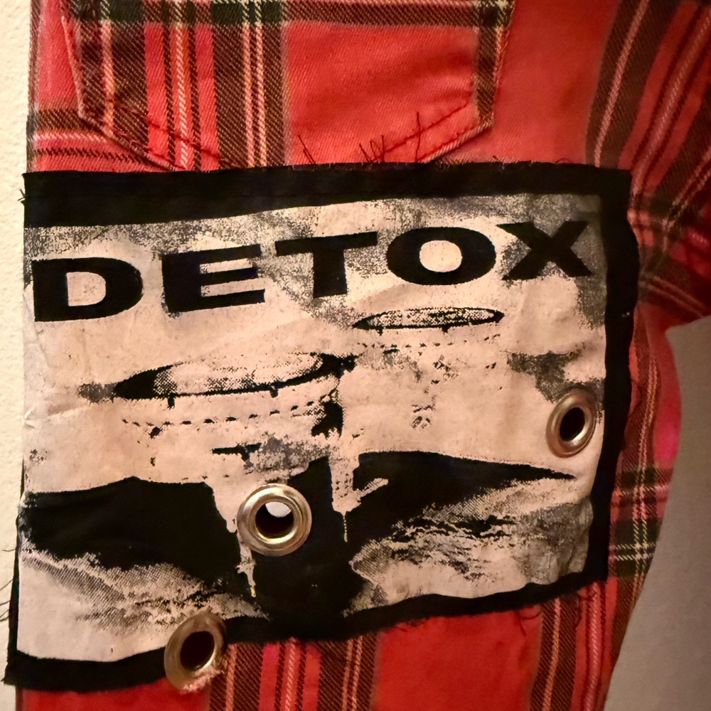 Roth 660 Custom Made Red Plaid Grunge Patched Pants Embellished With Grommets. - Picture 5 of 9